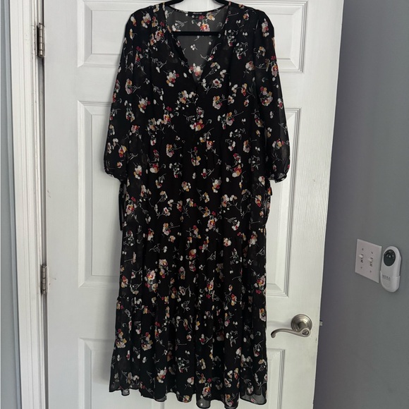 Madewell Floral Black Midi Dress - Picture 2 of 5